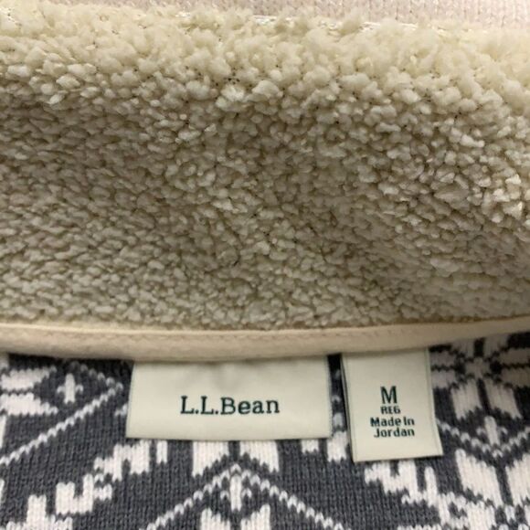 Womens L.L Bean Nordic Fair Isle Aztec Fleece Full Zip Sweater Jacket - Picture 5 of 8